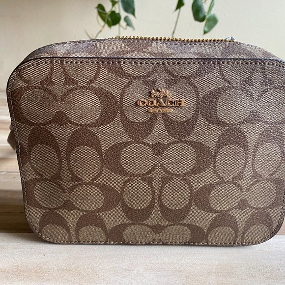 Coach Mini Camera Bag In Signature Canvas - Leather KHAKI BROWN SADDLE 2. - Picture 12 of 16